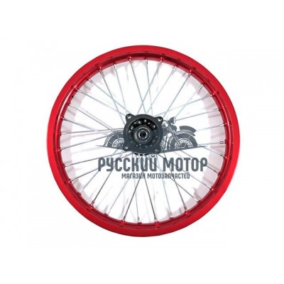 Диск колеса передний алюминиевый на спицах 1.60 - 17' цвет красный, дисковый тормоз ось 15мм Питбайк